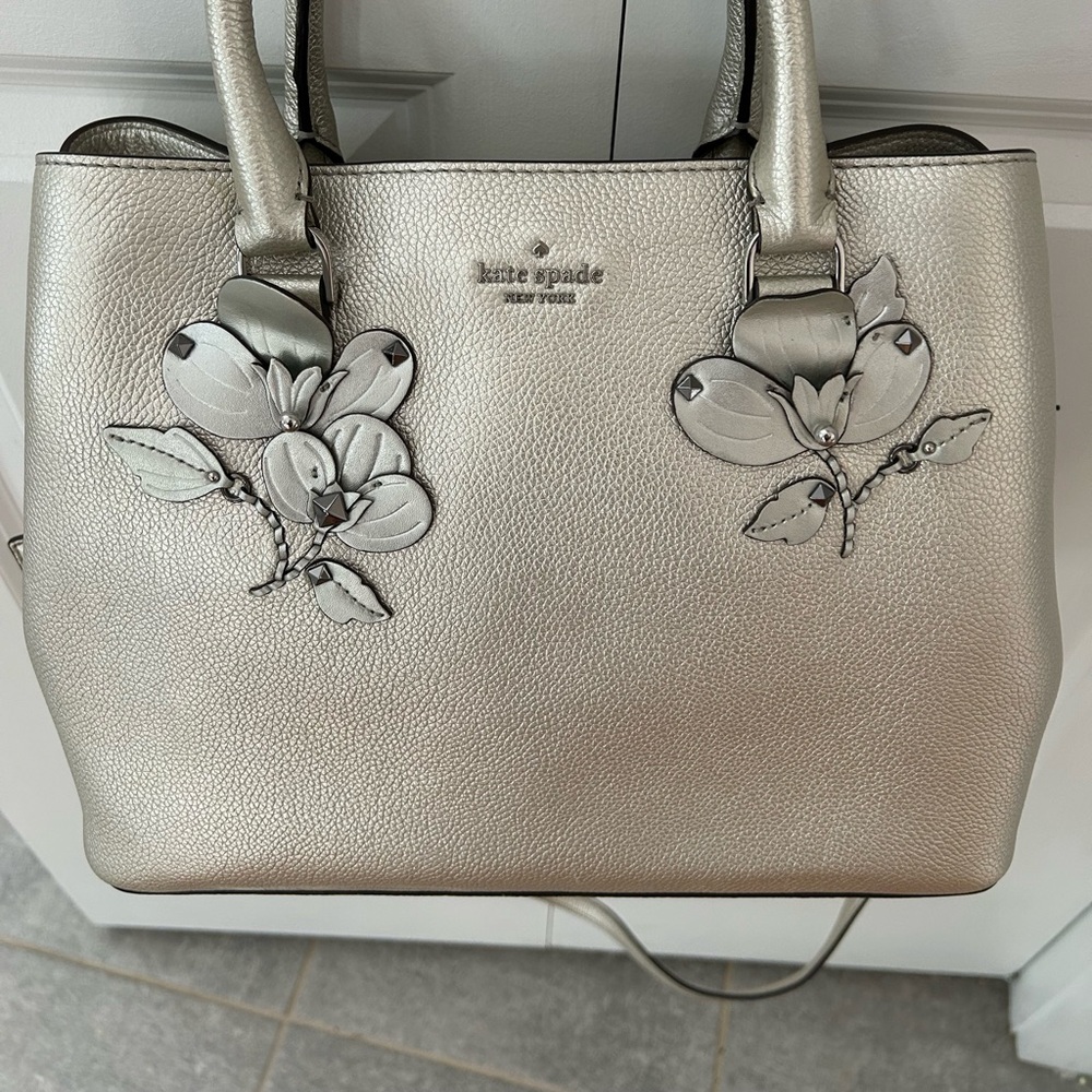 Kate Spade Metallic Tote with Floral Design